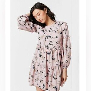 Urban Outfitters Purple/Pink Floral Ruffled Tiered Dress